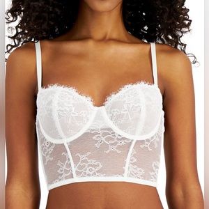 INC Women's Lace Bustier Lingerie Washed White